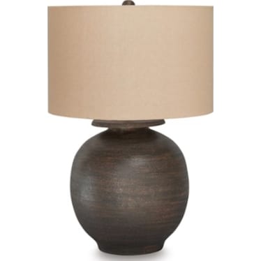 Antique Brown Metal Table Lamp 29"H
