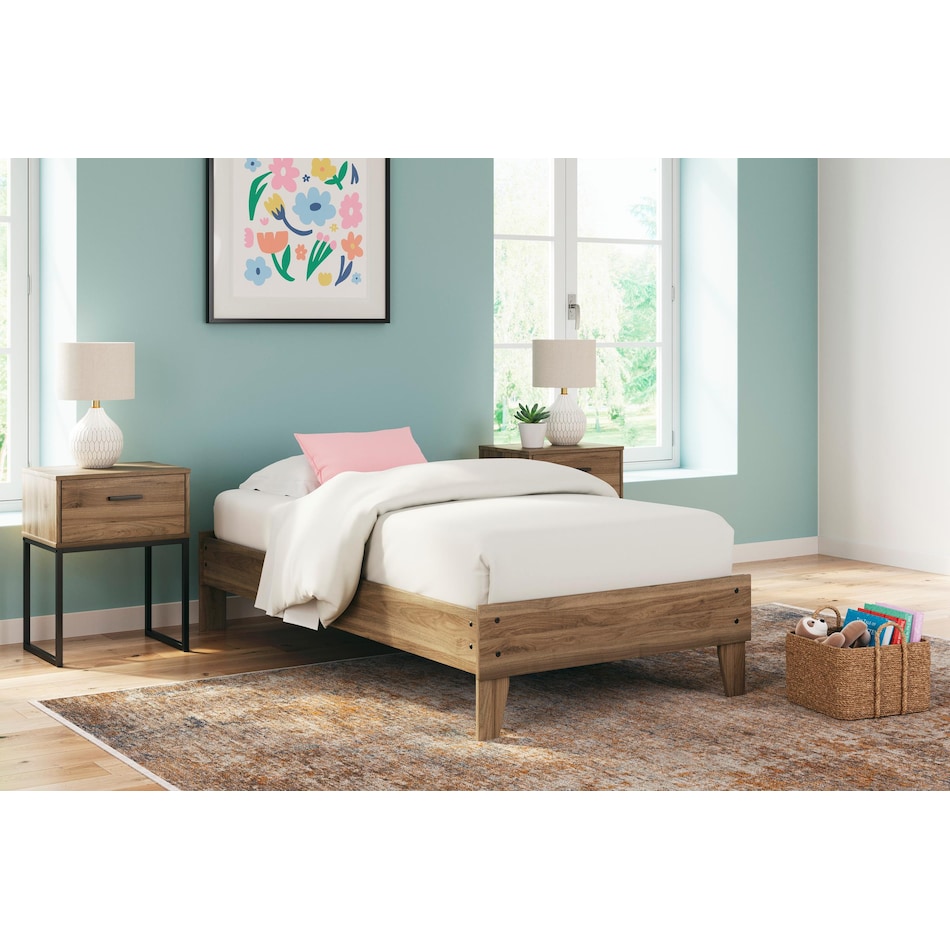 ashy brown twin platform rails supports lifestyle image   