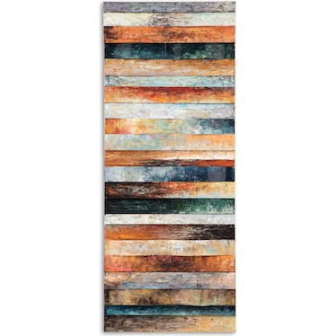 Multi-Colored Curved Plank Design Art 20"W x 50"H