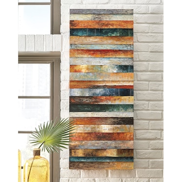 Multi-Colored Curved Plank Design Art 20"W x 50"H