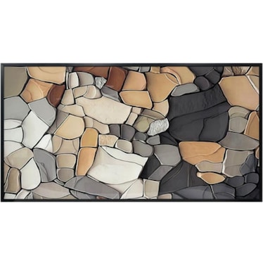Charcoal, Brown, and Cream Mosaic Stone Print Framed Wall Decor 87"W x 47"H