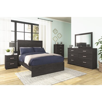 Essentials Full Panel Bed, Charcoal