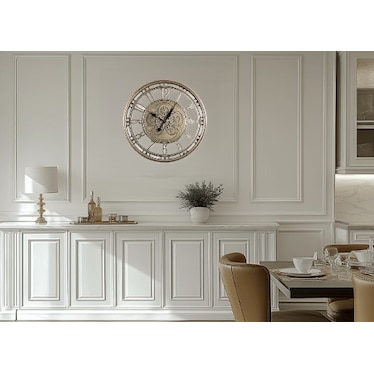 Champaign Metal Gears Wall Clock 27.5" Round