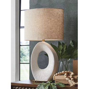 Cream Textured Paper Composite Table Lamp 27"H