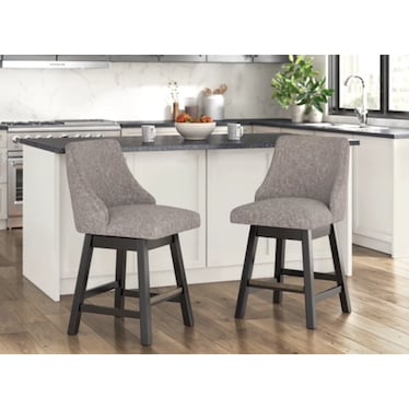 Nolan 24" Counter Upholstered Swivel Stool in Grey