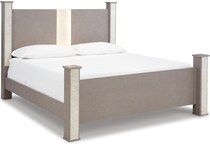 ashy gray   replicated leather grain king bed package kpk  