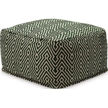 Green and White Geo Pouf 22.25"W x 14.5"H
