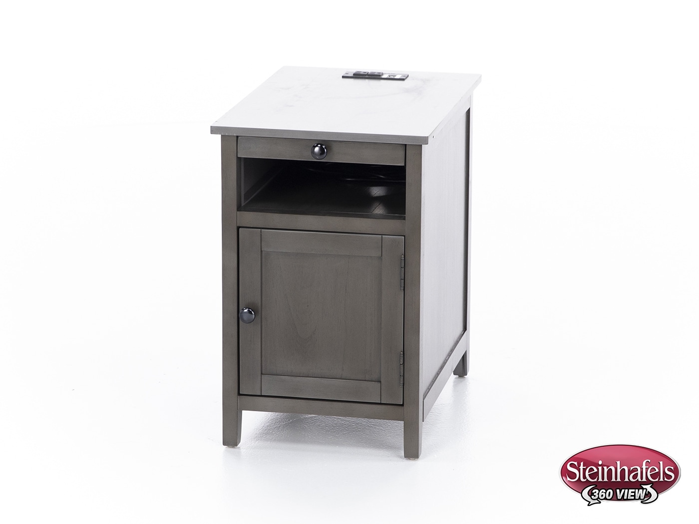 ashy grey chairside table  image   