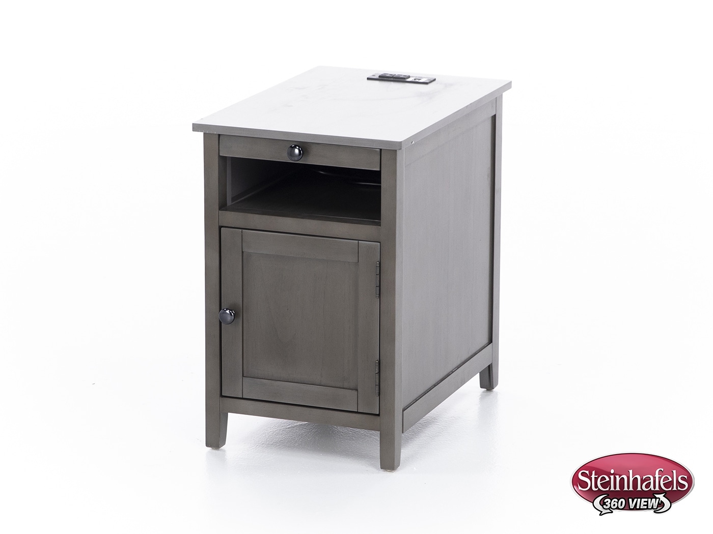 ashy grey chairside table  image   