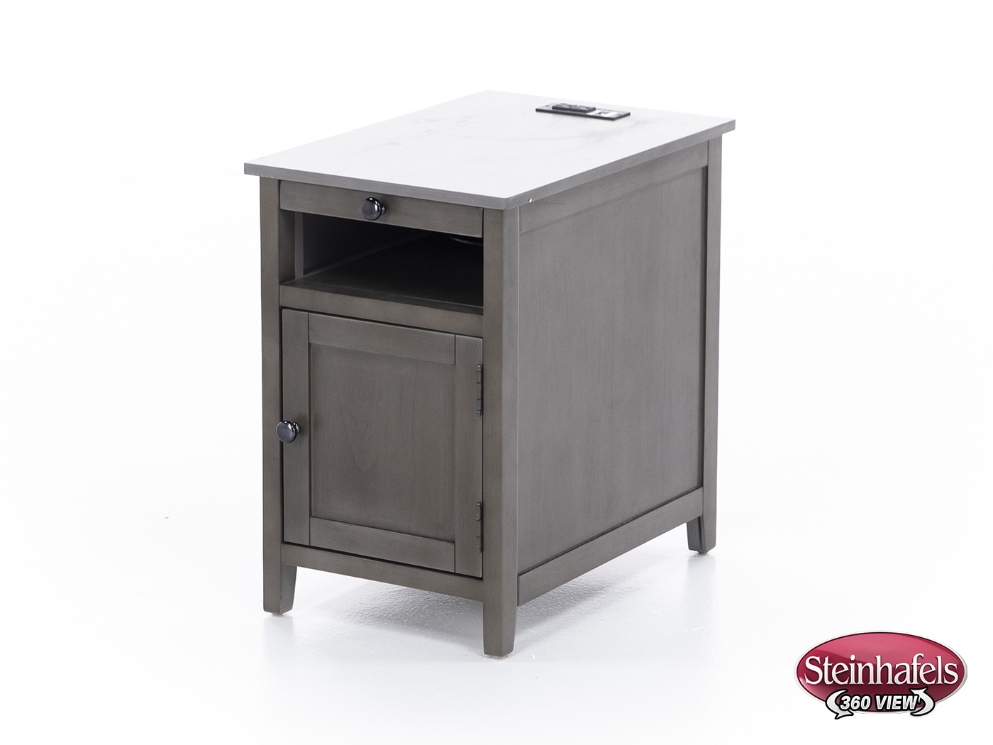 ashy grey chairside table  image   