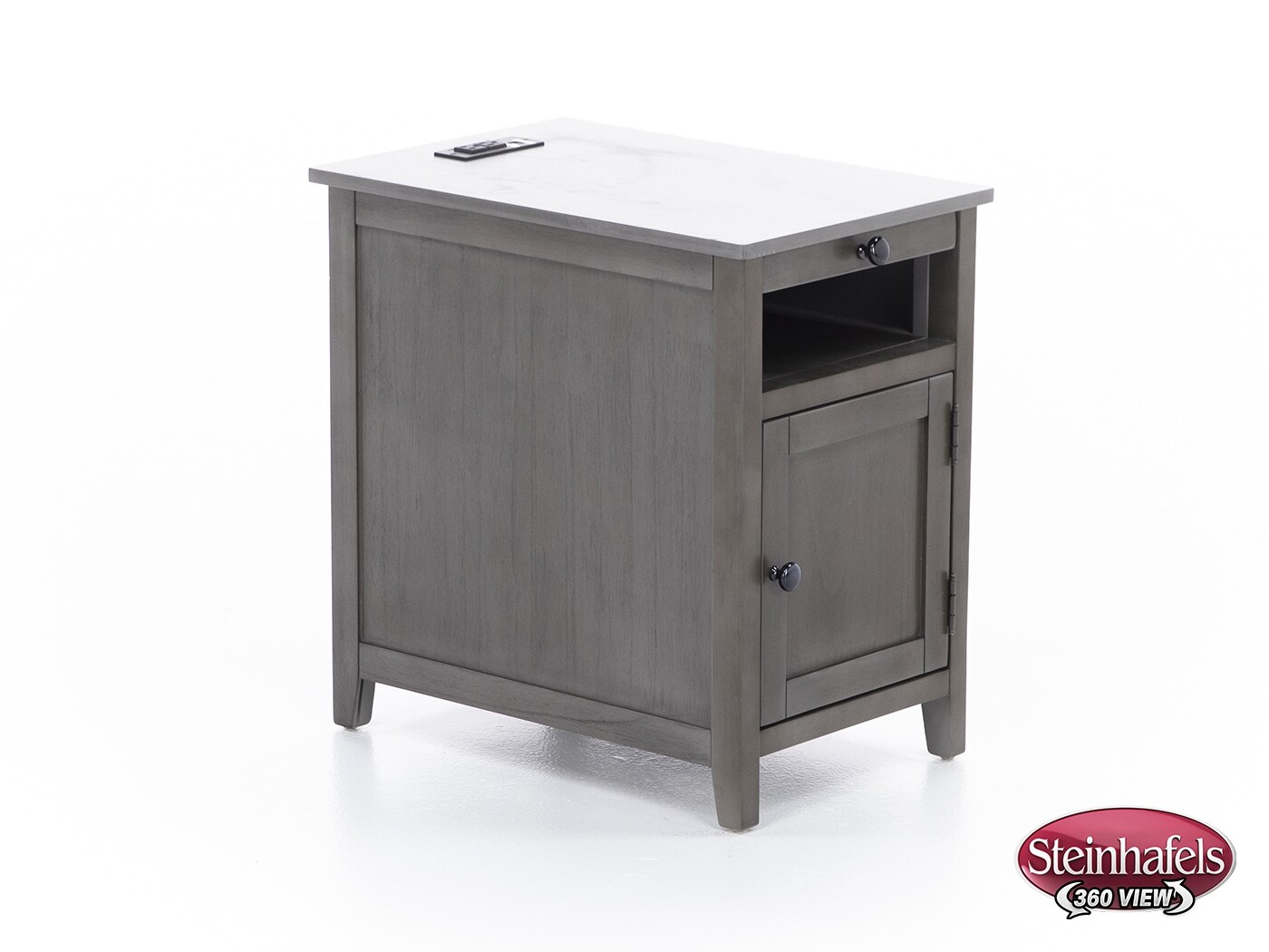 ashy grey chairside table  image   