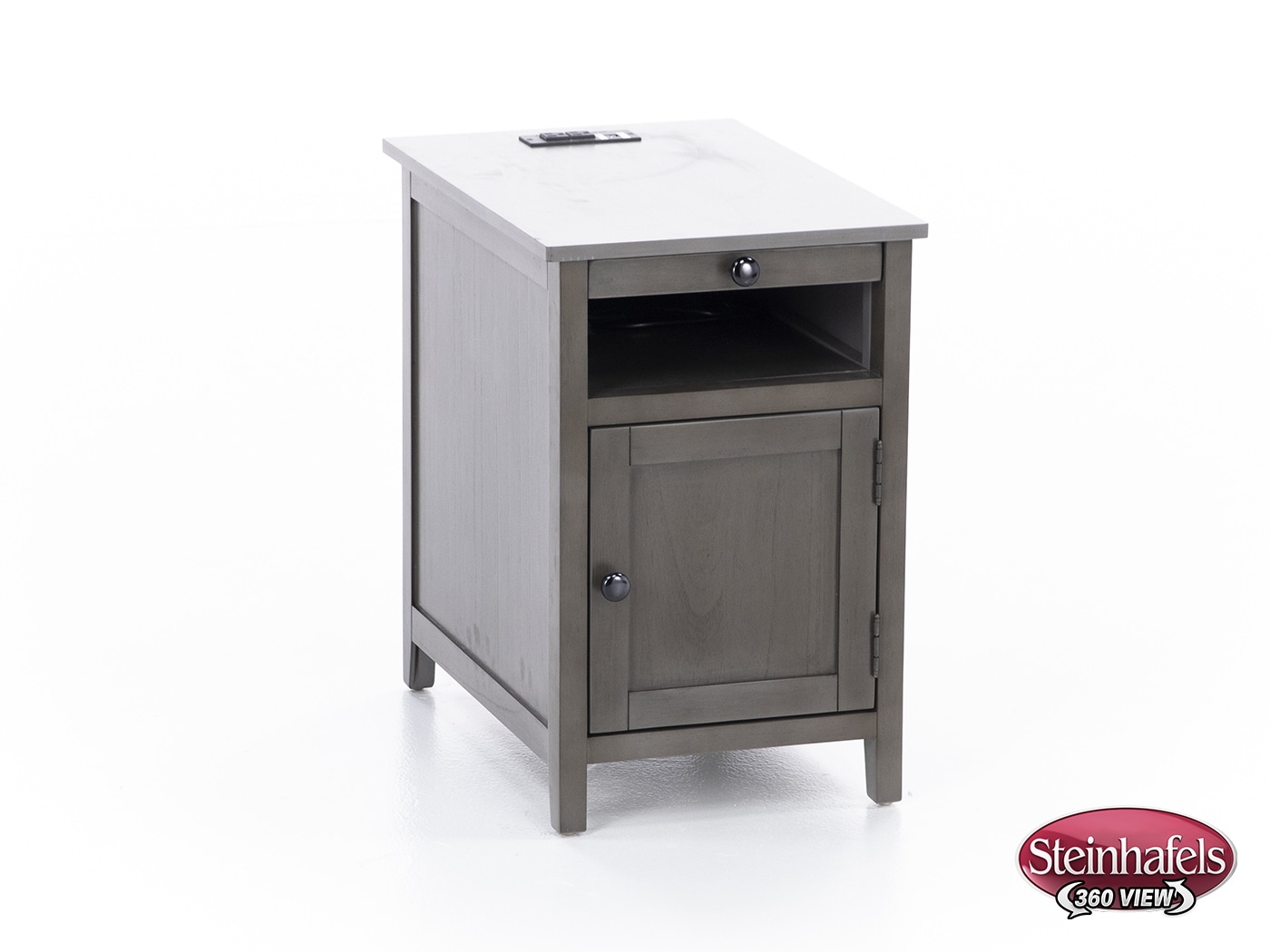 ashy grey chairside table  image   