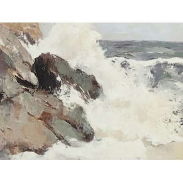 Crashing Waves Hand Embellished Canvas 50"W x 40"H
