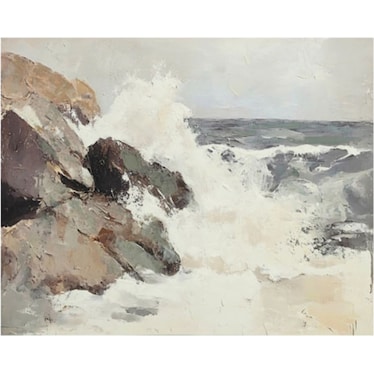 Crashing Waves Hand Embellished Canvas 50"W x 40"H