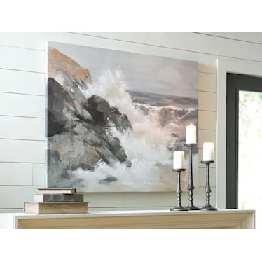 Crashing Waves Hand Embellished Canvas 50"W x 40"H