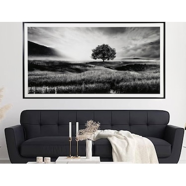 Black and White Field Sunrise Framed Print 86"W x 47"H
