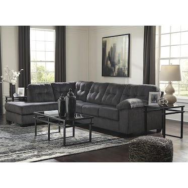 Dustin 2-Pc. Sleeper Chaise Sectional in Grey