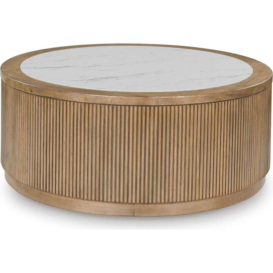 ashy light glazed wood   faux carrara marble top cocktail table crr  