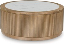 ashy light glazed wood   faux carrara marble top cocktail table crr  