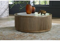 ashy light glazed wood   faux carrara marble top cocktail table crr  