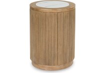 ashy light glazed wood   faux carrara marble top end table crr  