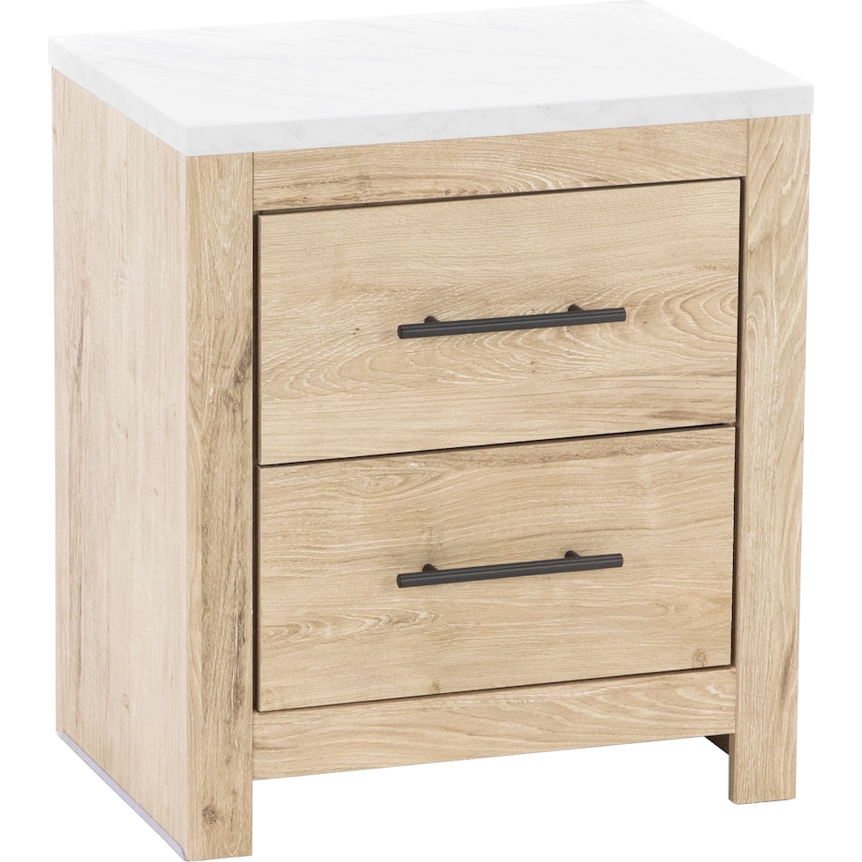 ashy light natural   replicated calcutta marble top two drawer   