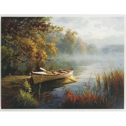 Rowboat Waterscape Canvas Painting 48"W x 36"H