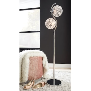 Bling Double Globe Silver Floor Lamp 59"H