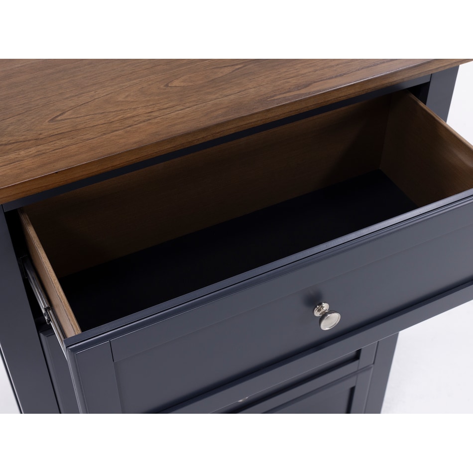 ashy two tone slate blue & brown drawer   