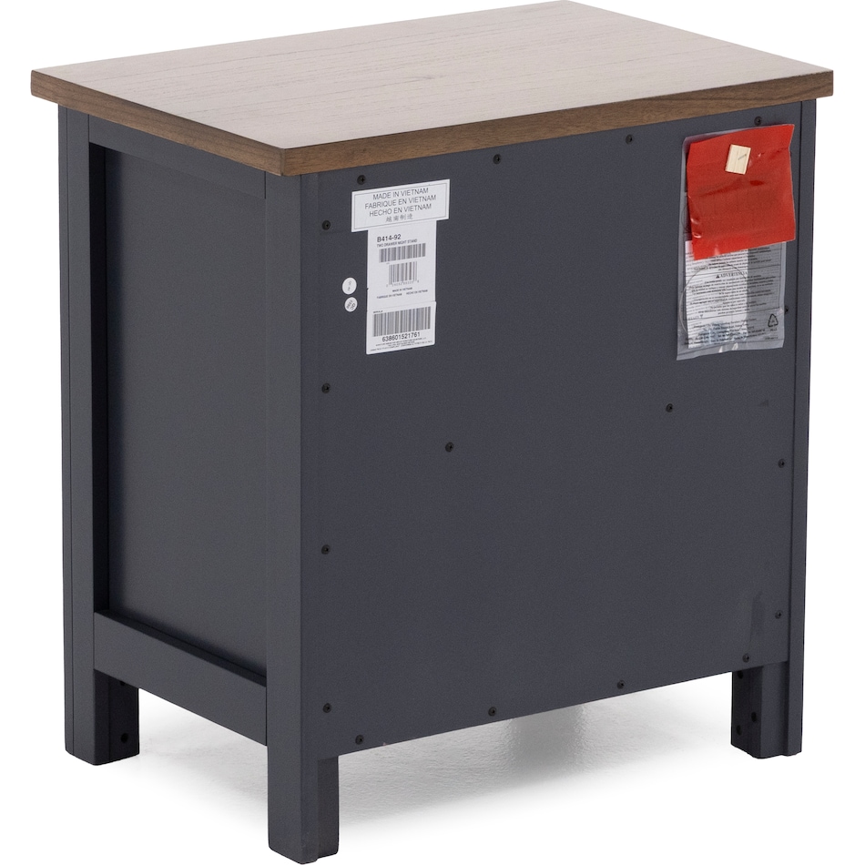 ashy two tone slate blue & brown two drawer   