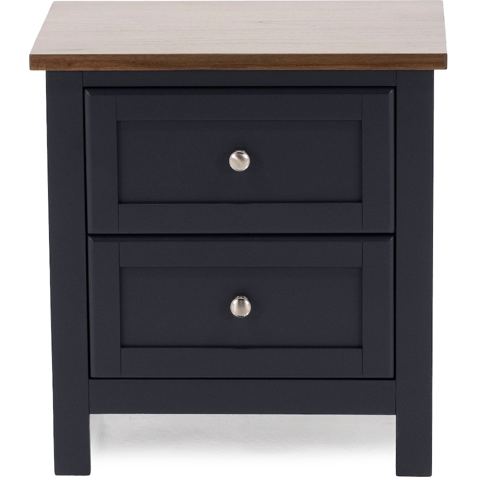 ashy two tone slate blue & brown two drawer   