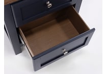 ashy two tone slate blue & brown two drawer   