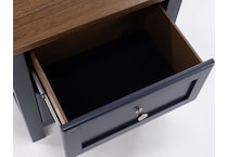 ashy two tone slate blue & brown two drawer   