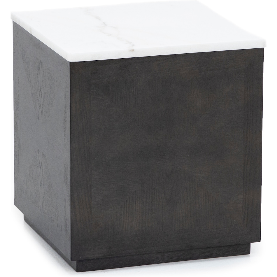 ashy veneer and engineered wood   black finish   white marble chairside table hvn  