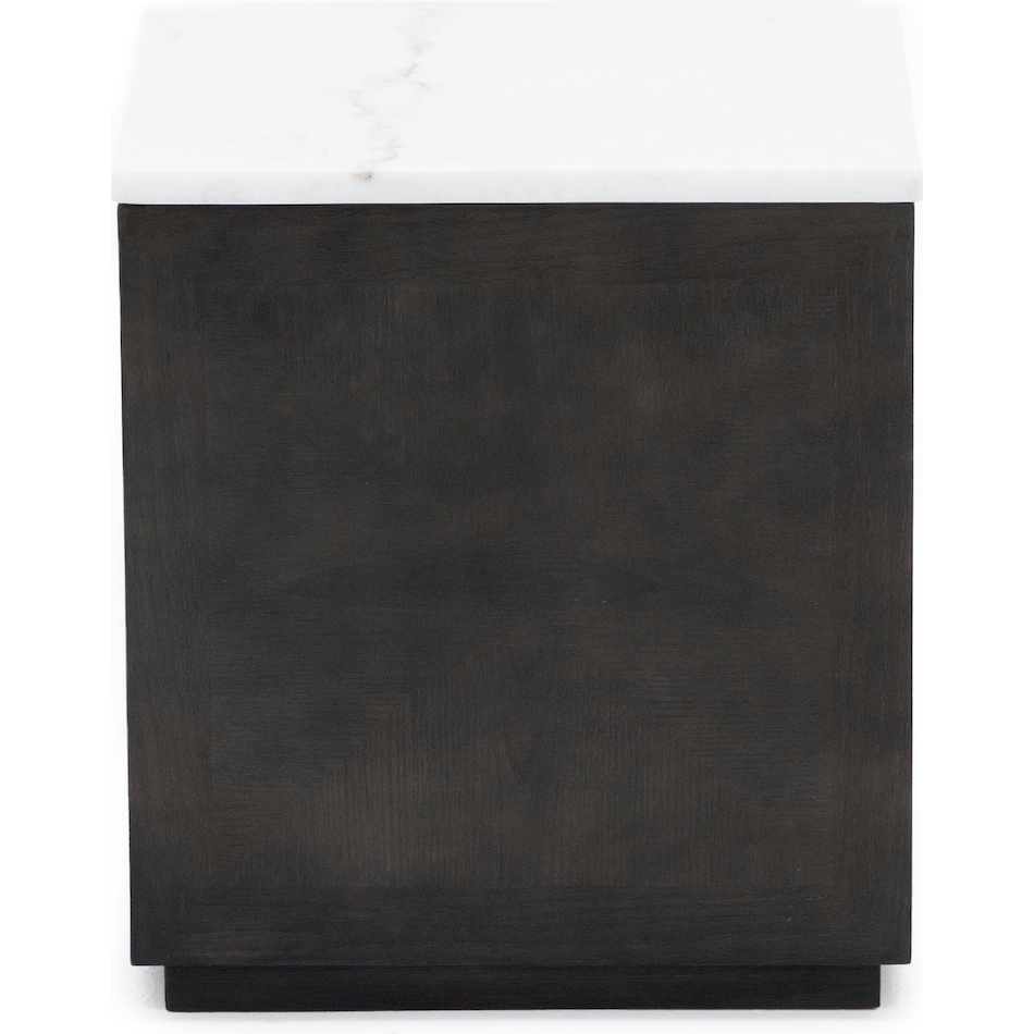 ashy veneer and engineered wood   black finish   white marble chairside table hvn  