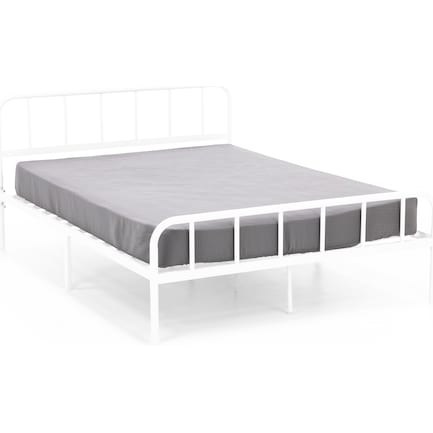 Essentials Full Metal Bed, White