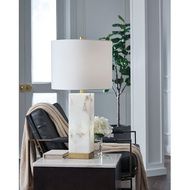 Alabaster and Brass Nitelite Table Lamp 29"H