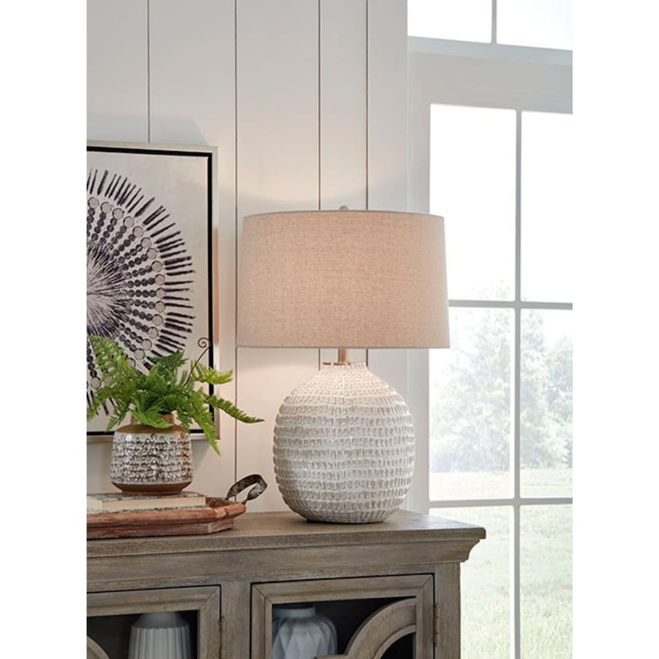 ashy white table lamp   