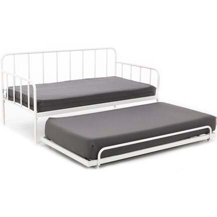 Essentials Twin Metal Daybed with Trundle, White