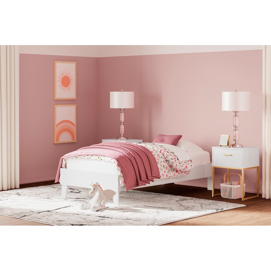 ashy white twin platform rails supports lifestyle image   