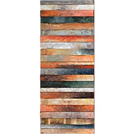 Multi-Colored Curved Plank Design Art 20"W x 50"H