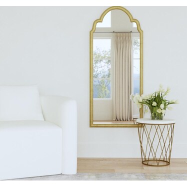 Antique Gold Wood Arched Leaner Mirror 24"W x 54"H