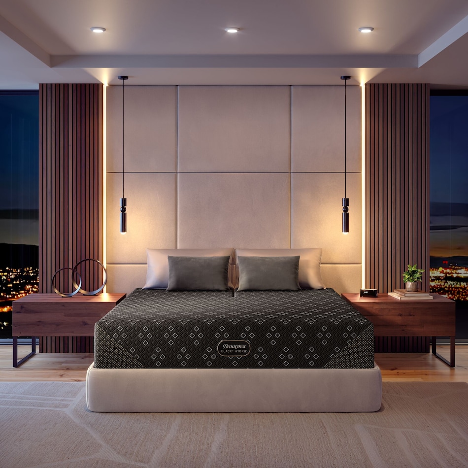 beautyrest black hybrid black split head king   