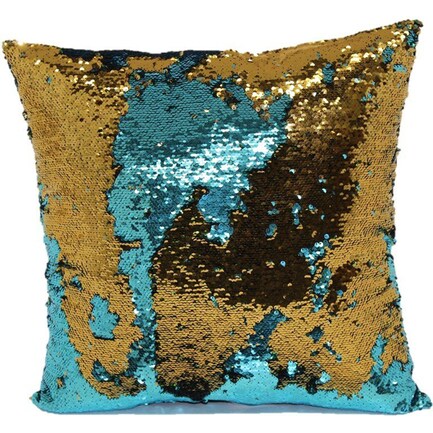 Teal and Bronze Mermaid Pillow 18"W x 18"H