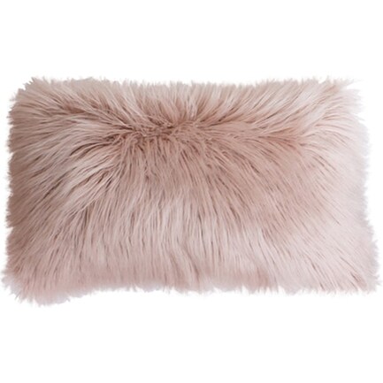 Blush Mongolian Fur Pillow 24"W x 16"H