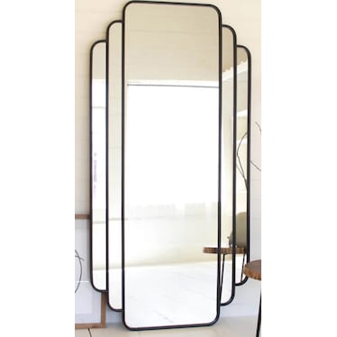 Black Metal Art Deco Leaner Mirror 35"W x 71"H