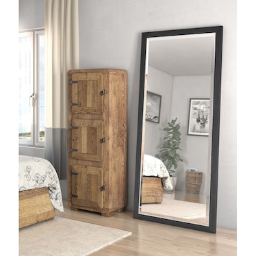 Black and Silver Beveled Leaner Mirror 36"W x 78"H