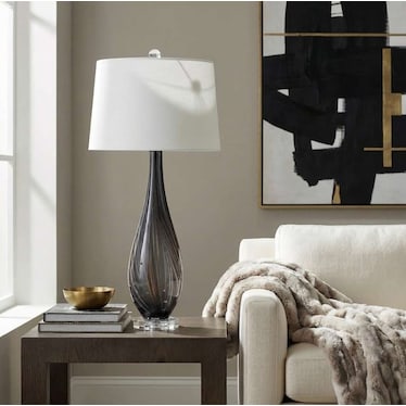 Black Art Glass Table Lamp 34"H
