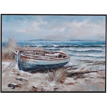 Boat Landed Framed Canvas 48"W x 36"H