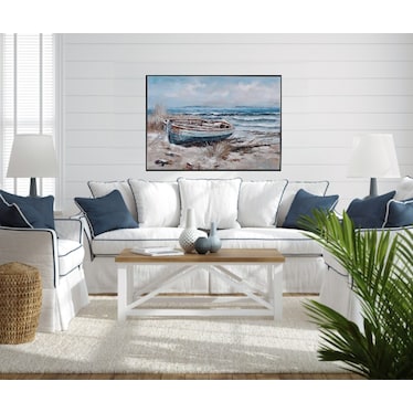 Boat Landed Framed Canvas 48"W x 36"H